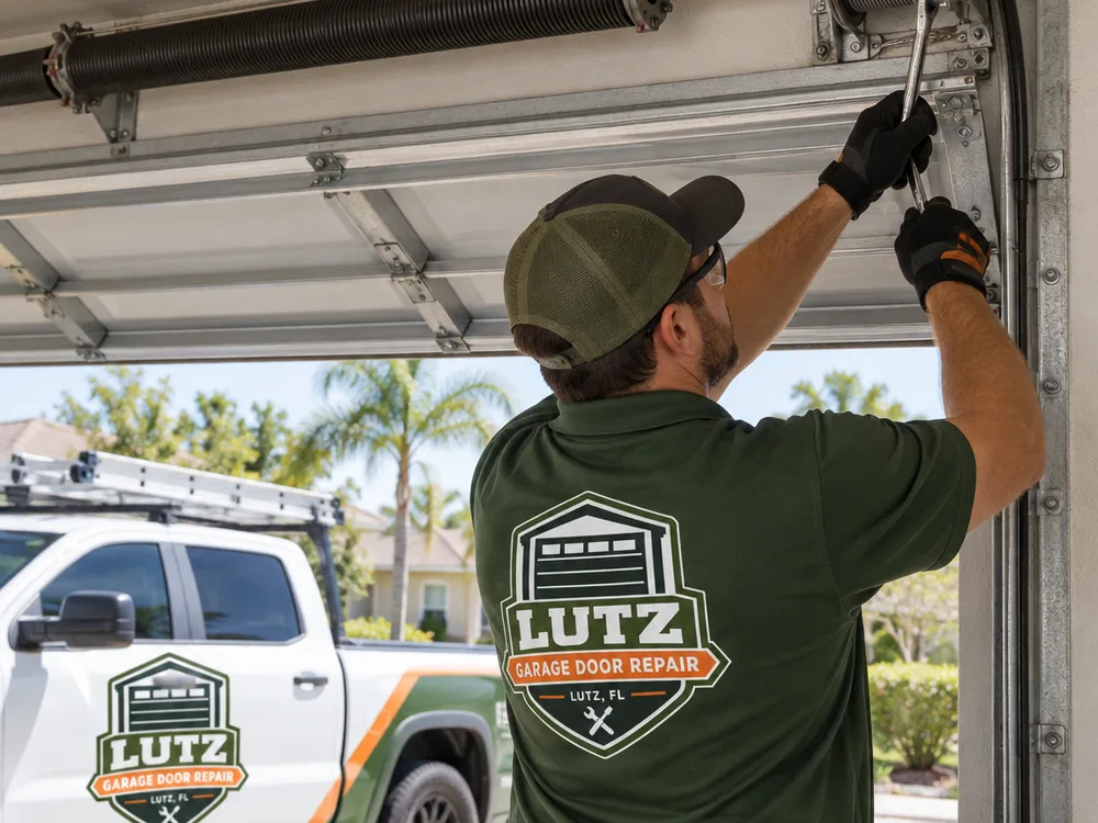 Garage door torsion spring assembly with center bracket, drums, and lift cables correctly aligned